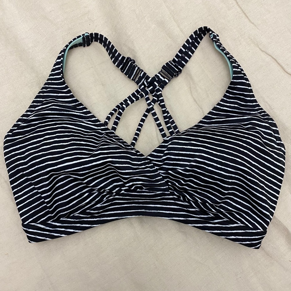 NWOT Prana bikini top - M - 36DD b&w stripes